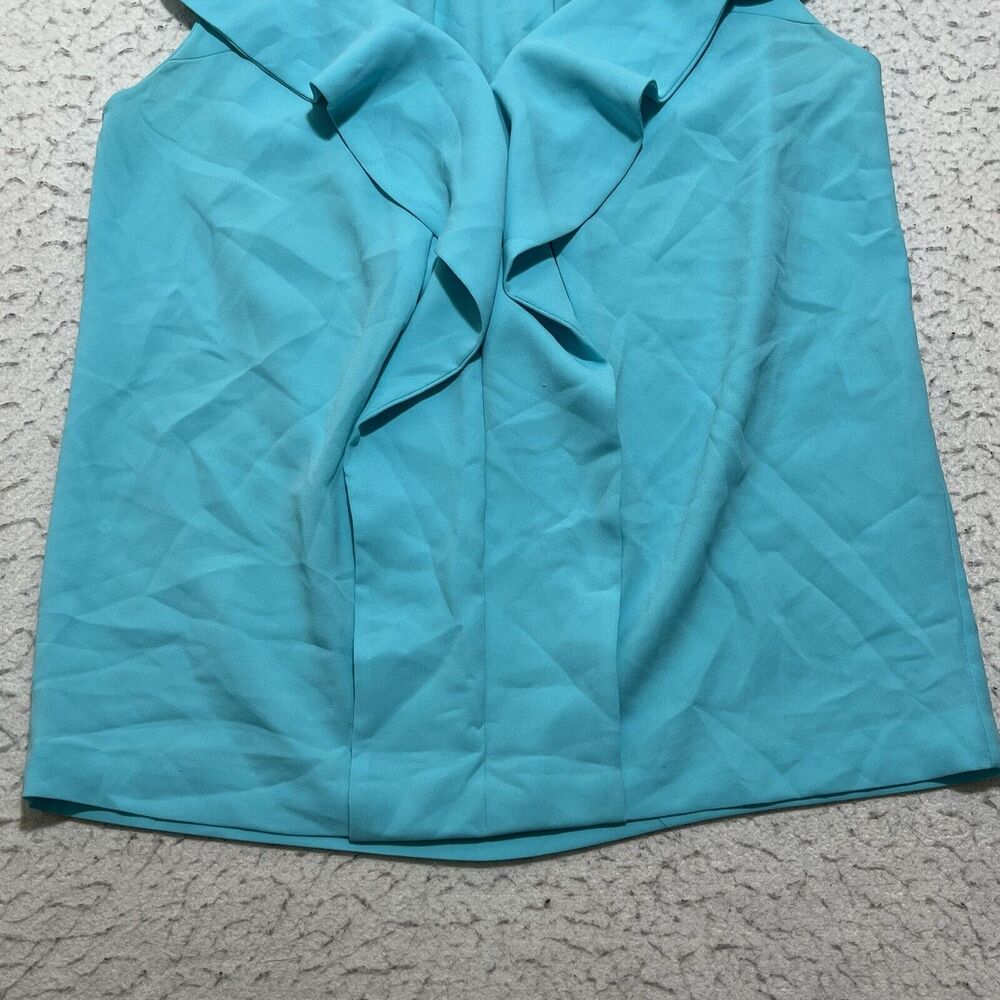 Diane Von Furstenberg Women's 4 Lightweight Ruffled Blouse Blue Sleeveless Top - Picture 5 of 12